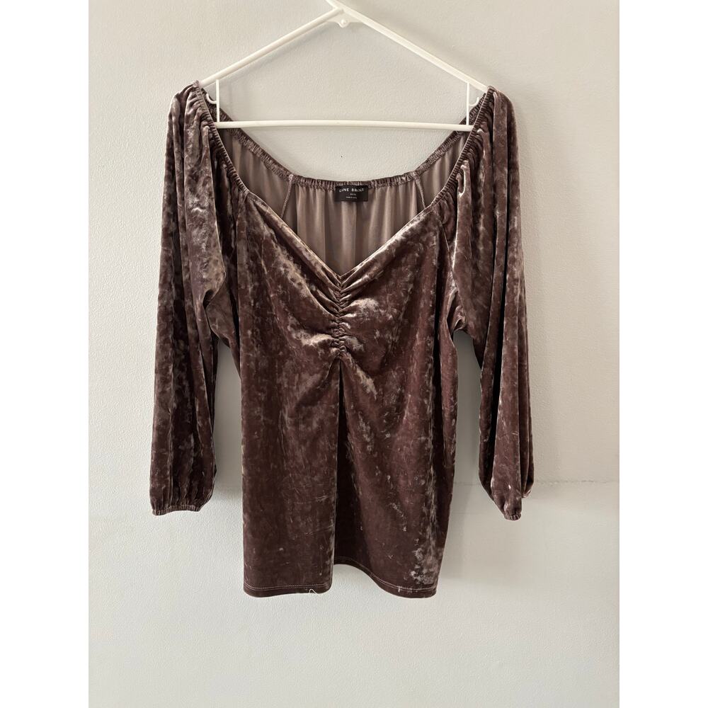 Lane Bryant Womens Crushed Velvet Top 14/16 Taupe Y2K Whimsigoth Gypsy